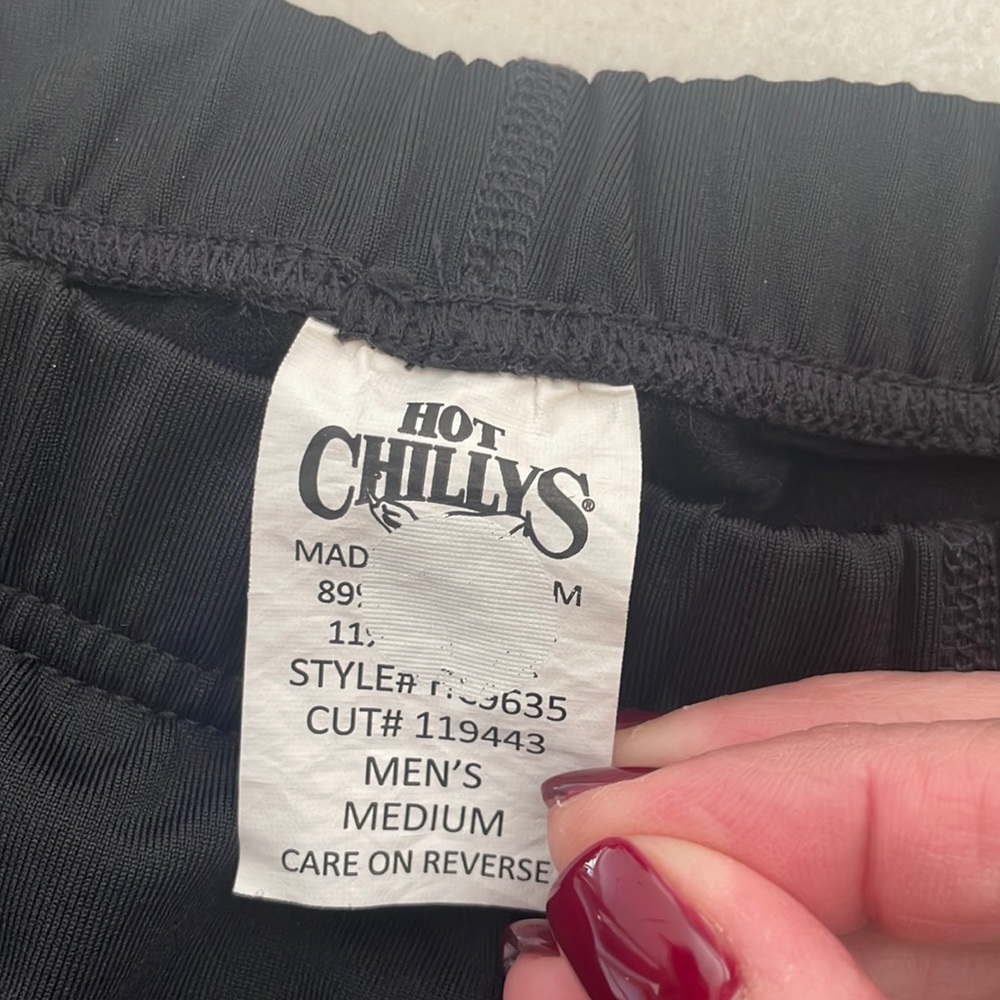 Hot Chillys medium base layer black pant. 35 inches in length